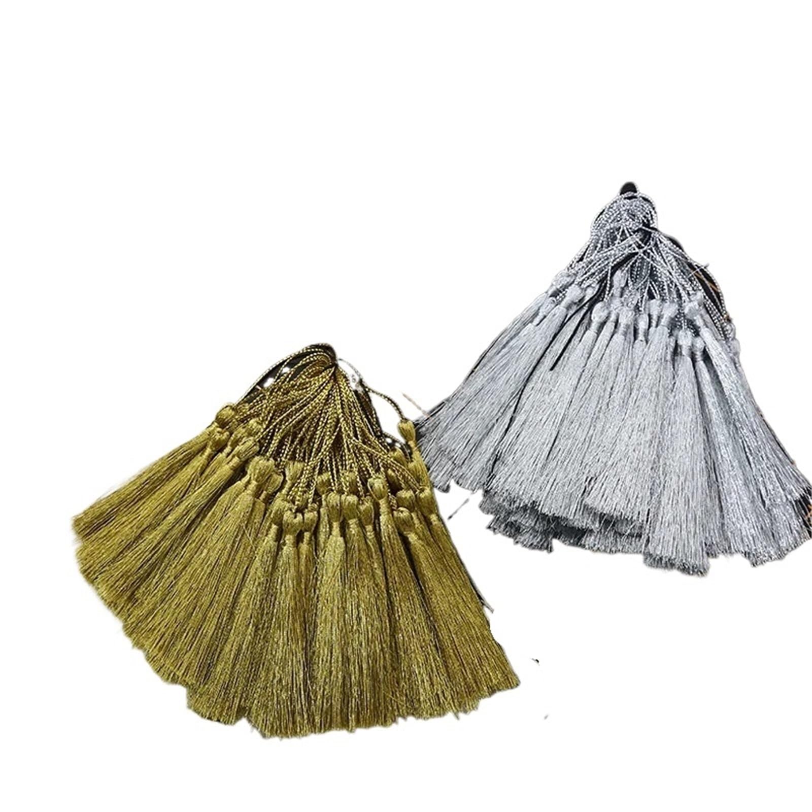 Handgefertigte Quasten, 20/50 Stück Quasten Dekoration 8 cm DIY Handwerk Schmuck Kissen Lesezeichen Quaste Anhänger(Silver,50pcs)