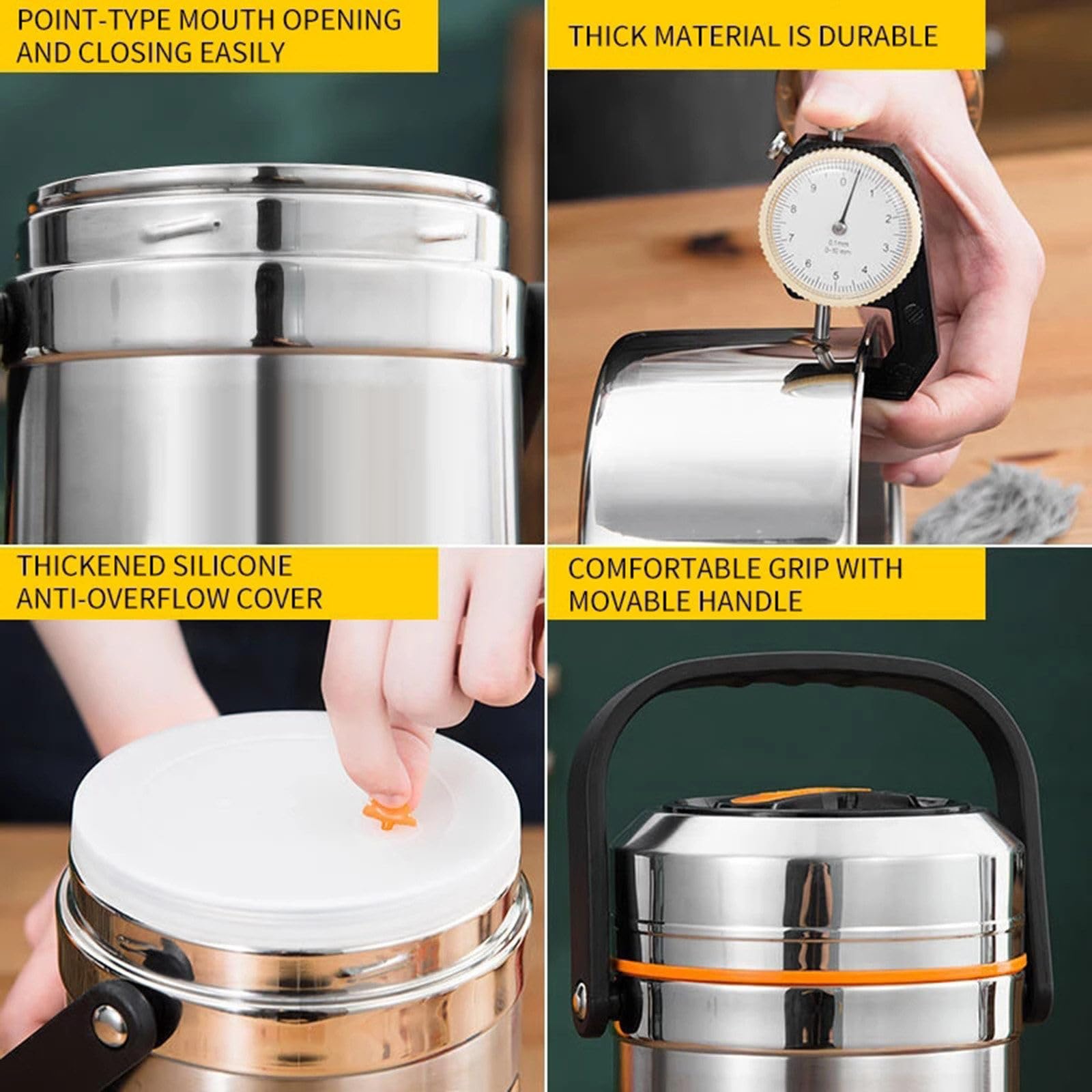 Thermobehälter für Essen, Edelstahl Thermobecher Essen, Thermo Lunchbox, Thermobox für Essen, Warmhaltebehälter Essen, für Auslaufsicherer Warme Speißen Essen Behälter,1.5L