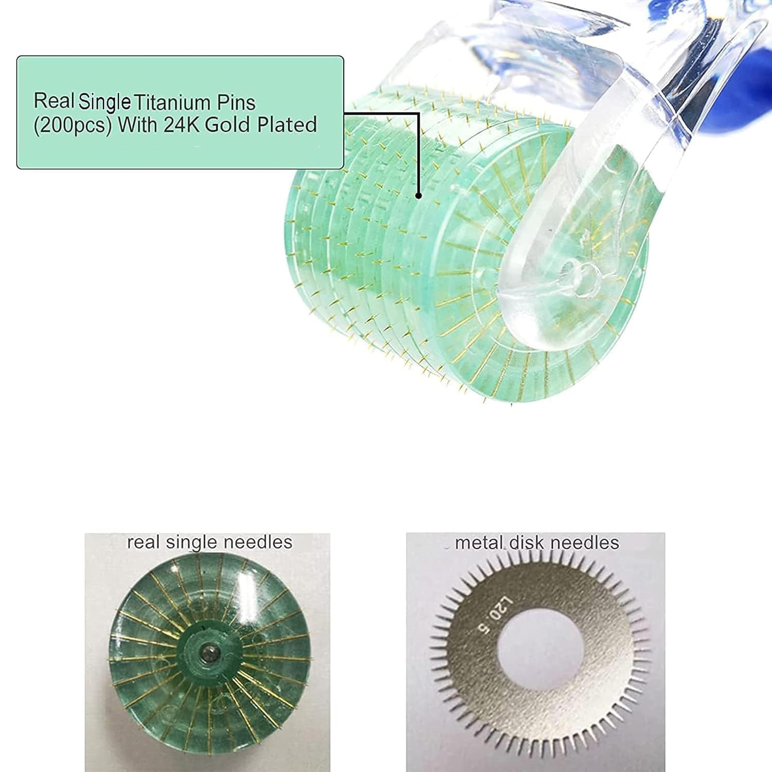 Koi Beauty Professional Derma Roller, 200 Real Individual Titanium Microneedle Roller, Microneedling Roller for Face Body Scalp, Micro Needle Roller for Men Women - Image 3