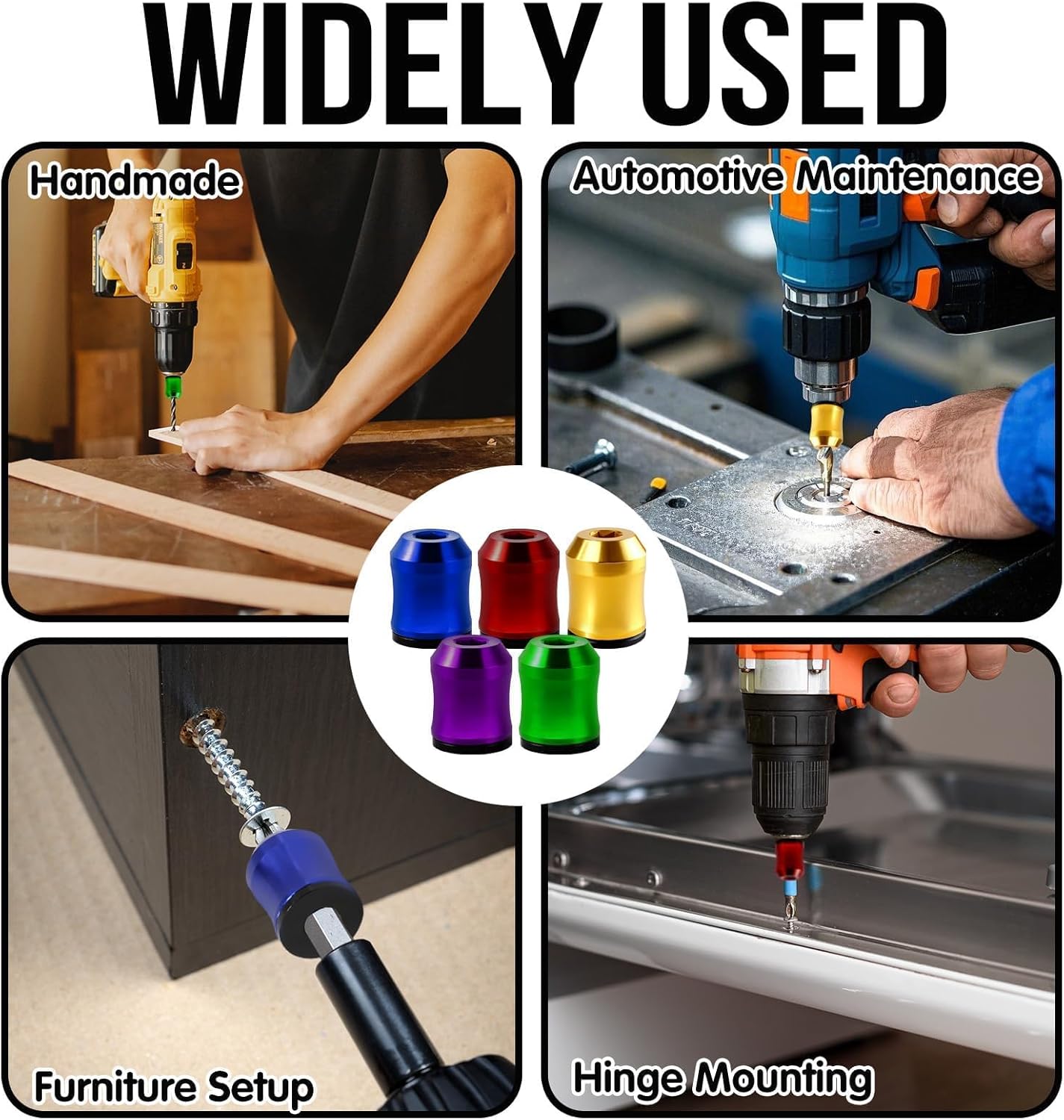 5Pcs Screwdriver Head Magnetic Ring, Universal Bit Holder for Hex Screwdrivers & Power Bits | Screw Ring Set Removable Household Tool for Drills| Alloy Screw Holder for DIY Repair