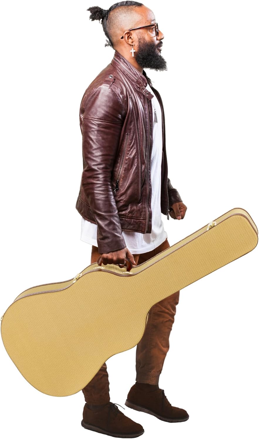 Shaman Electric Guitar Case Tweed - Robust Hard Shell Shape Case in Chic Retro Look, Tweed
