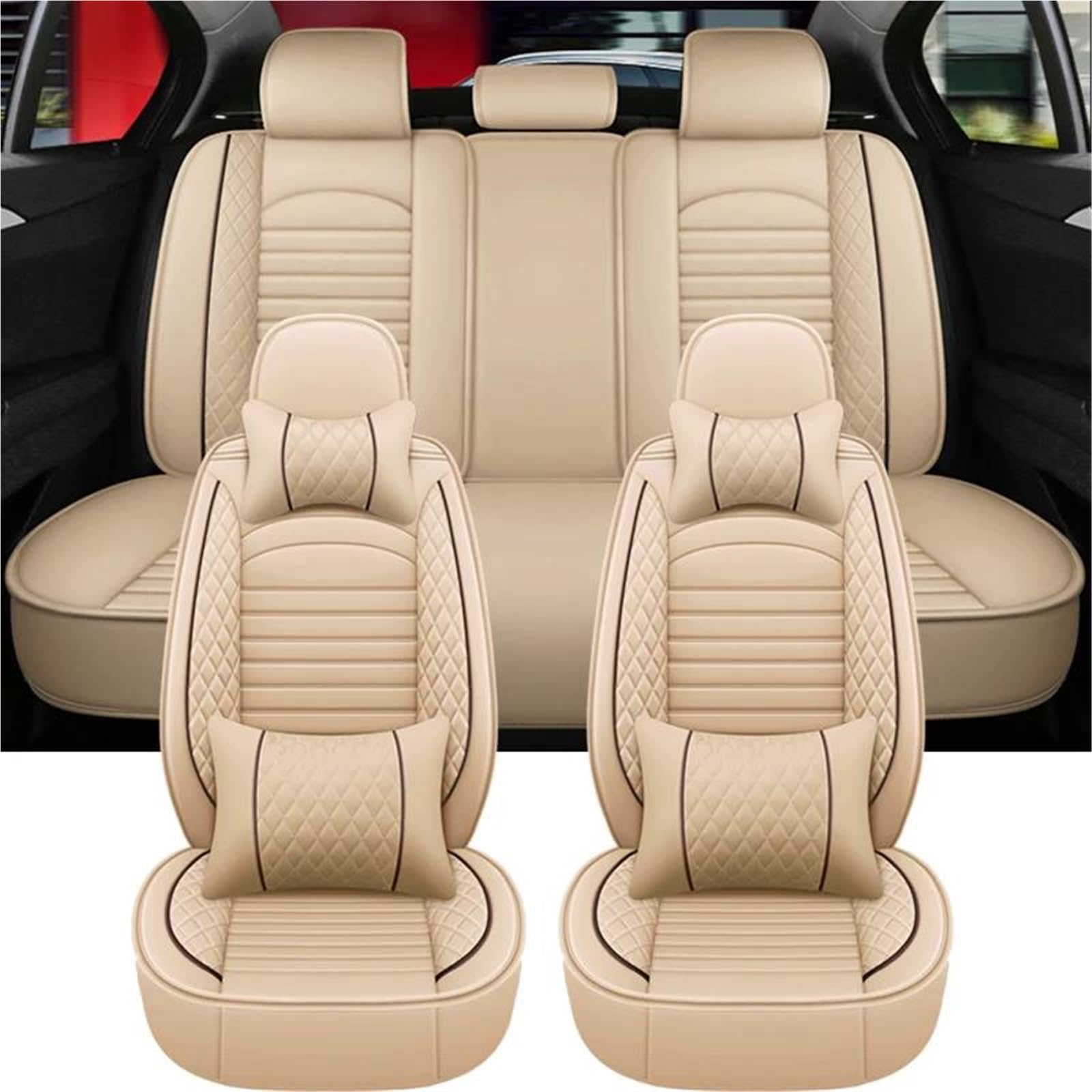 Housses de siège auto blanc 9PCS pour voyager en famille dans un confort absolu et un style pur