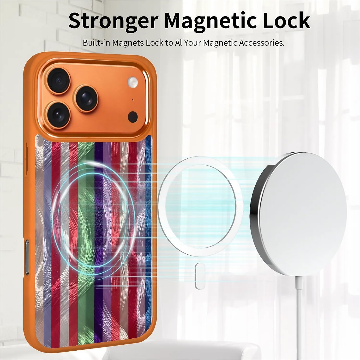 for iPhone 17 Pro Max Case for Women Girls,Compatible with MagSafe,Shiny Glitter Design Soft TPU Shockproof Protective Case for iPhone 17 Pro Max - Colorful Striped Retro Vertical Lines image 3