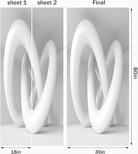 Miniatura 2 de FLFK Calcomanía para puerta, color blanco moderno, mural para despegar y pegar, tamaño combinado 36 x 80 pulgadas, dividido en 2 piezas