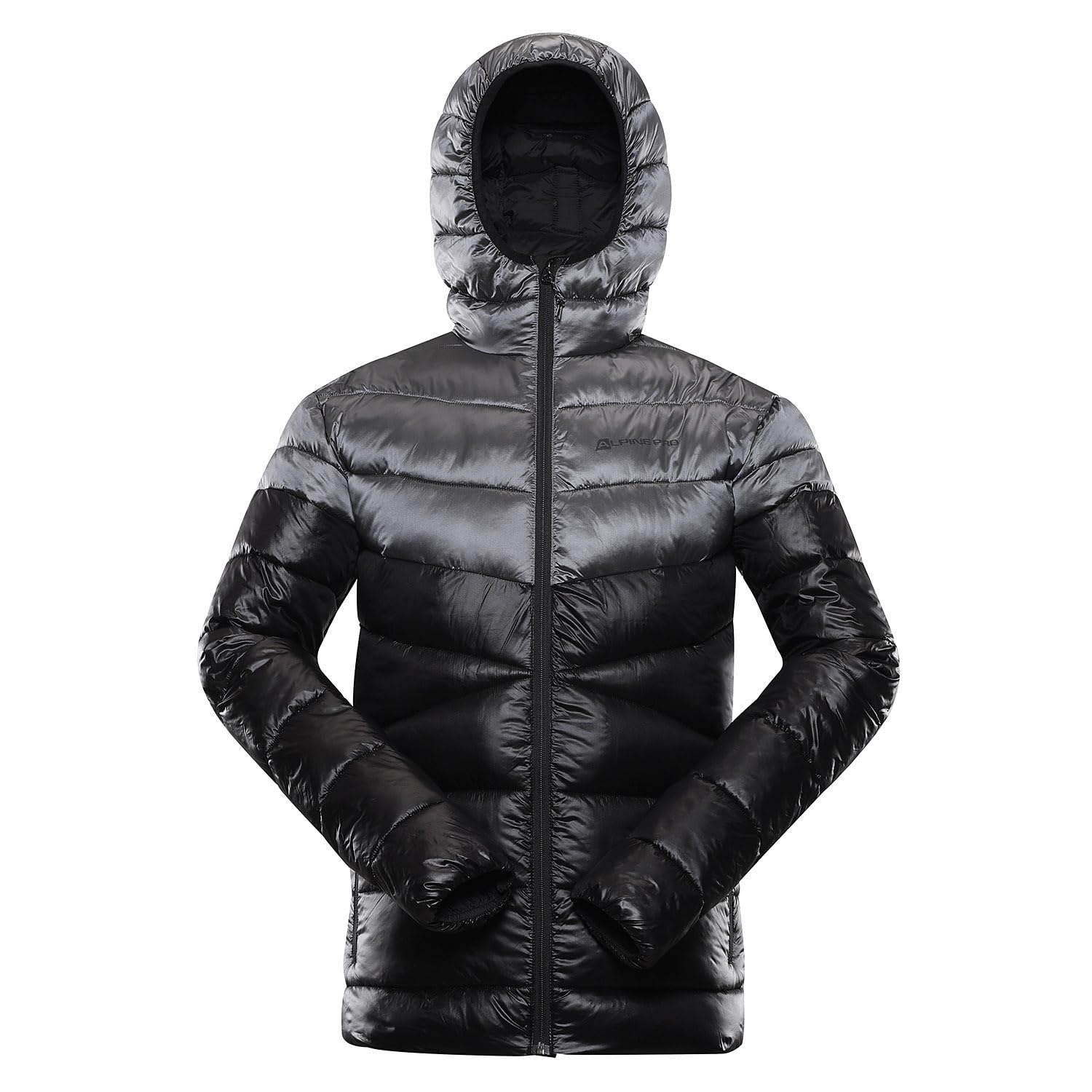 Alpine Pro Chaqueta de invierno ultraligera para hombre para la ciudad y la montaña ROG con revestimiento impermeable funcional WR y un fuerte aislamiento interior HI-THERM, Negro