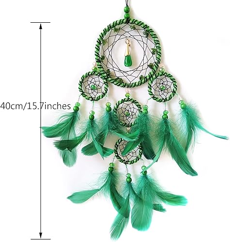 Miniatura 2 de SOYUZU Atrapasueños pequeños verdes para dormitorio, atrapasueños de plumas para adultos, atrapasueños para colgar en la pared, regalos de bendición