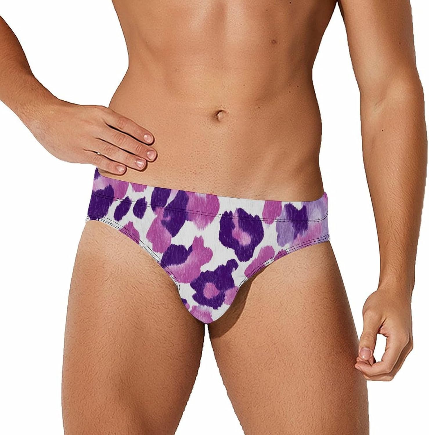 Purple Leopards Spots Cells Men's Swimwear Bikini Swimming Briefs Stretchy Swimsuits Board Surf Shorts Trunks