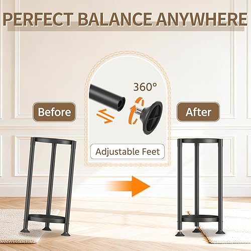 Miniatura 4 de LASZOLA Soporte de esquina negro de 2 niveles para plantas de interior para flores grandes y altas, soporte vertical de metal resistente para patio,