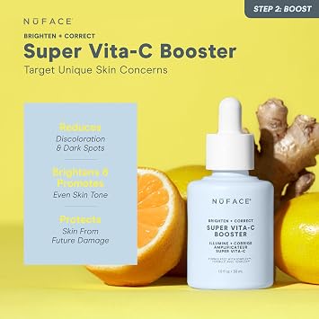 NuFACE Vita-C Brightening Face Serum - Vitamin C Serum for Dark Spots & Even Skin Tone + Niacinamide for Soothing Redness - Boosts Results of Microcurrent Treatments, Daily Skin Care (1oz)