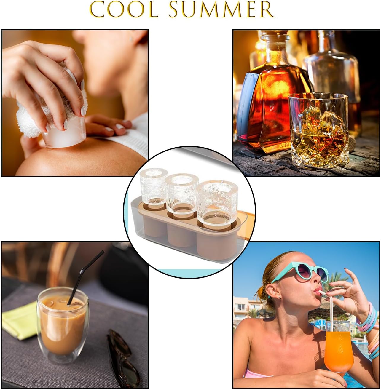 Ice cube Tray for Tumbler Cup,Silicone ice cube tray, ice cube tray with lid, Ice Cube Maker for 20OZ/30OZTumbler,For Chilling coffee,Whiskey,Cocktails,beverage,tea,Drinks (yellow)
