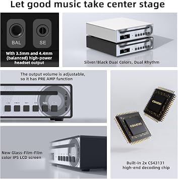 SMSL PL100PRO CD Player, Dual CS43131 DAC Chip Lossless MQA Playback CD-R/CD-RW/MP3 Disc, XLR/RCA/Optical/Coaxial/3.5mm/4.4mm Headphone Output, Compact HiFi CD Player for Home Audio
