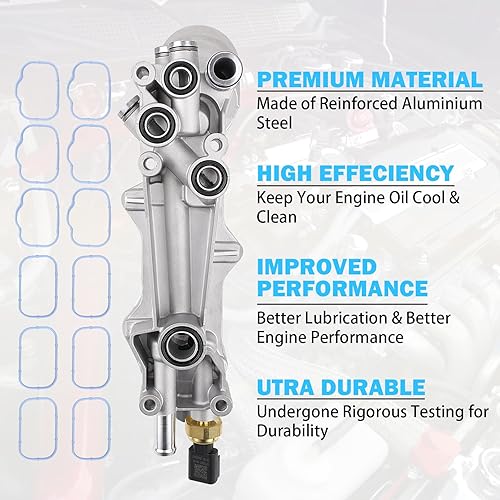 Miniatura 6 de 926-959 Kit de enfriador de aceite de aluminio para carcasa de filtro de aceite de motor mejorado para Dodge Charger Challenger Journey 2011-2023,