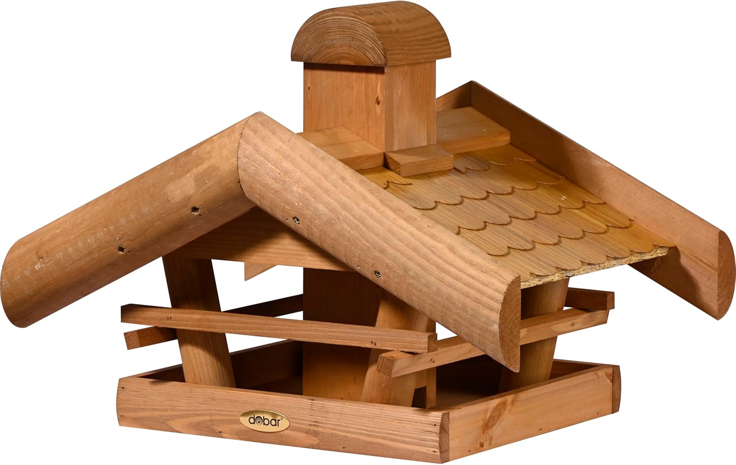 dobar® Green Label Large Bird House Leaf Fall for Stand Mounting - Feeding Station for Wild Birds - Wild Bird Feeding Station - 39 x 39 x 35 cm - Brown