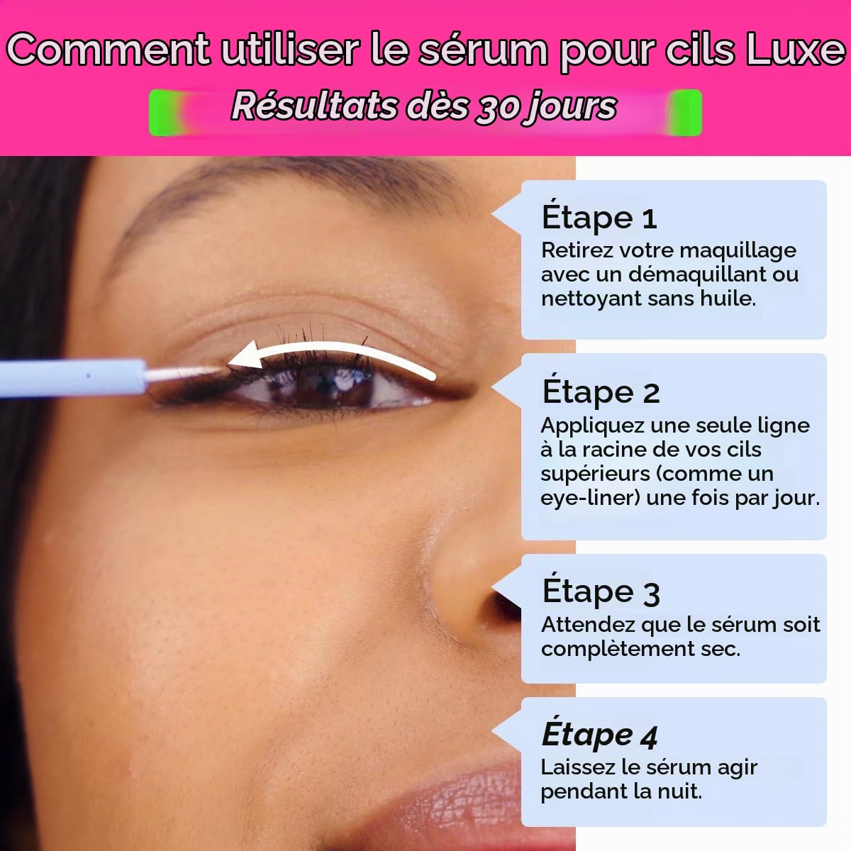 Ame Pure Luxe LASH Sérum pour cils - Sérum pour la croissance et la densité - Booster de croissance des cils pour des cils longs impressionnants - Dites adieu aux cils fins - 3 ml