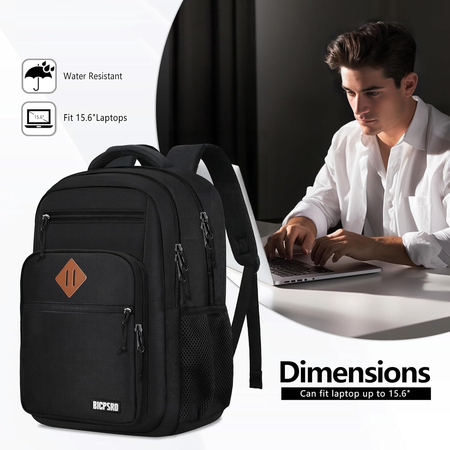 Travel Backpack for Men women, School Backpack for Boys Teens, Anti Theft Laptop backpack with Reinforced Straps for College High Middle School Work Business Book Bag, Black