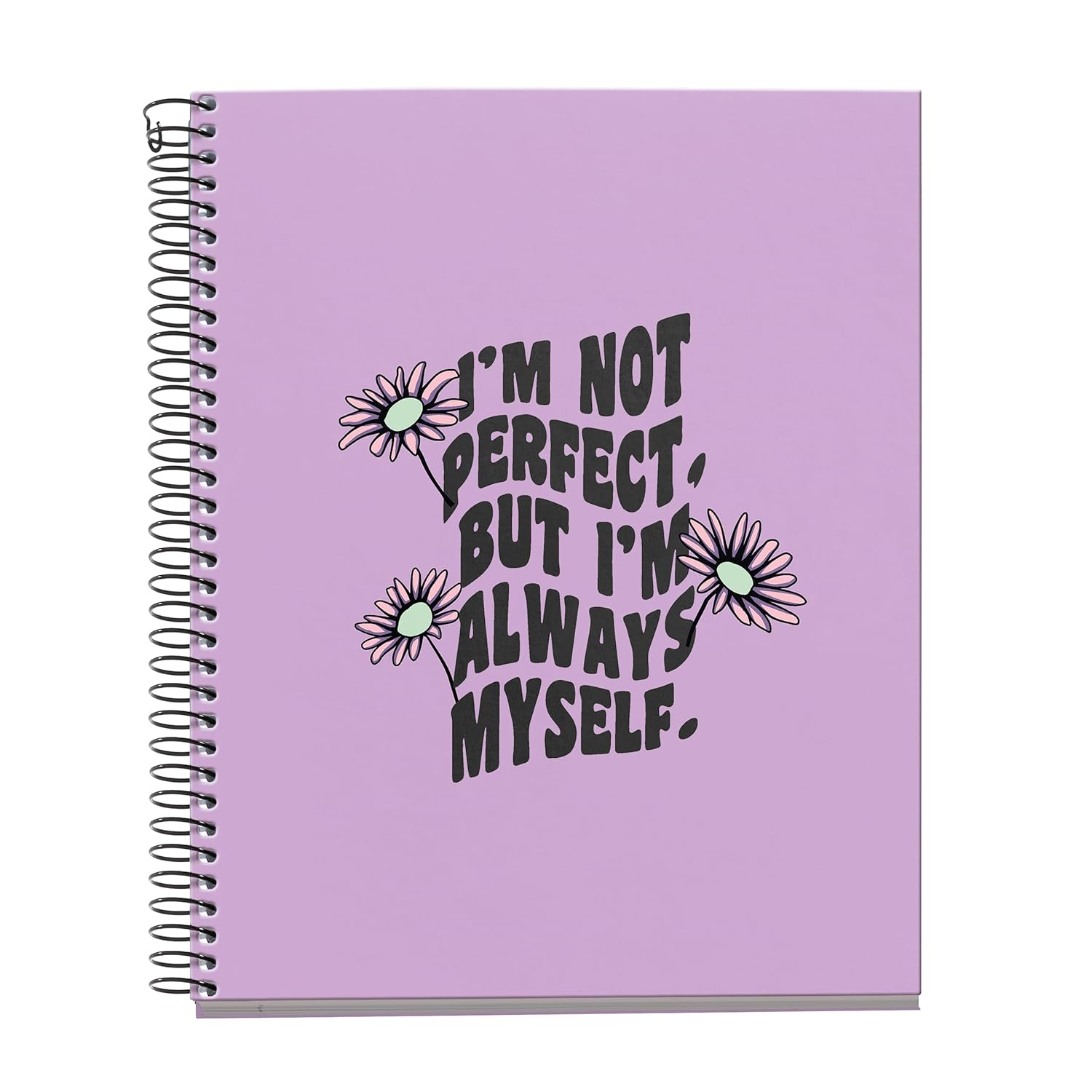Miquelrius - Notebook A5 (148 x 210 mm), 5 mm grid, 120 sheets of 70 g/m², cardboard cover, 4 coloured stripes, spiral, Happy Daisies collection, Mauve