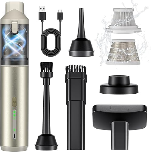 Miniatura 7 de Aspiradora portátil para automóvil con potente succión de 16000 Pa, aspiradora de mano inalámbrica recargable, soplado y succión 4 en 1, aspiradora