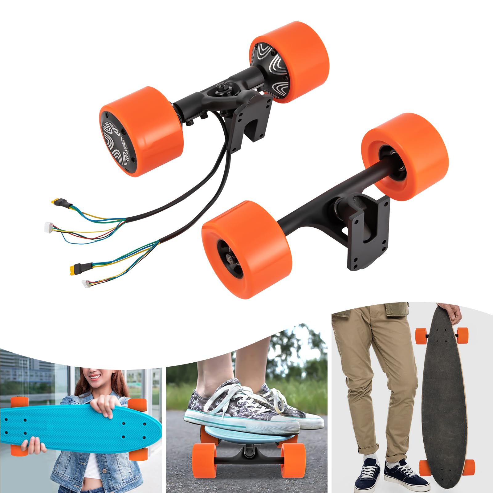 Skateboard électrique double moteur – Moteur brushless 250 W – Charge maximale : 220,46 kg – Étanche IP44 – Idéal pour les amateurs de skateboard et les trajets