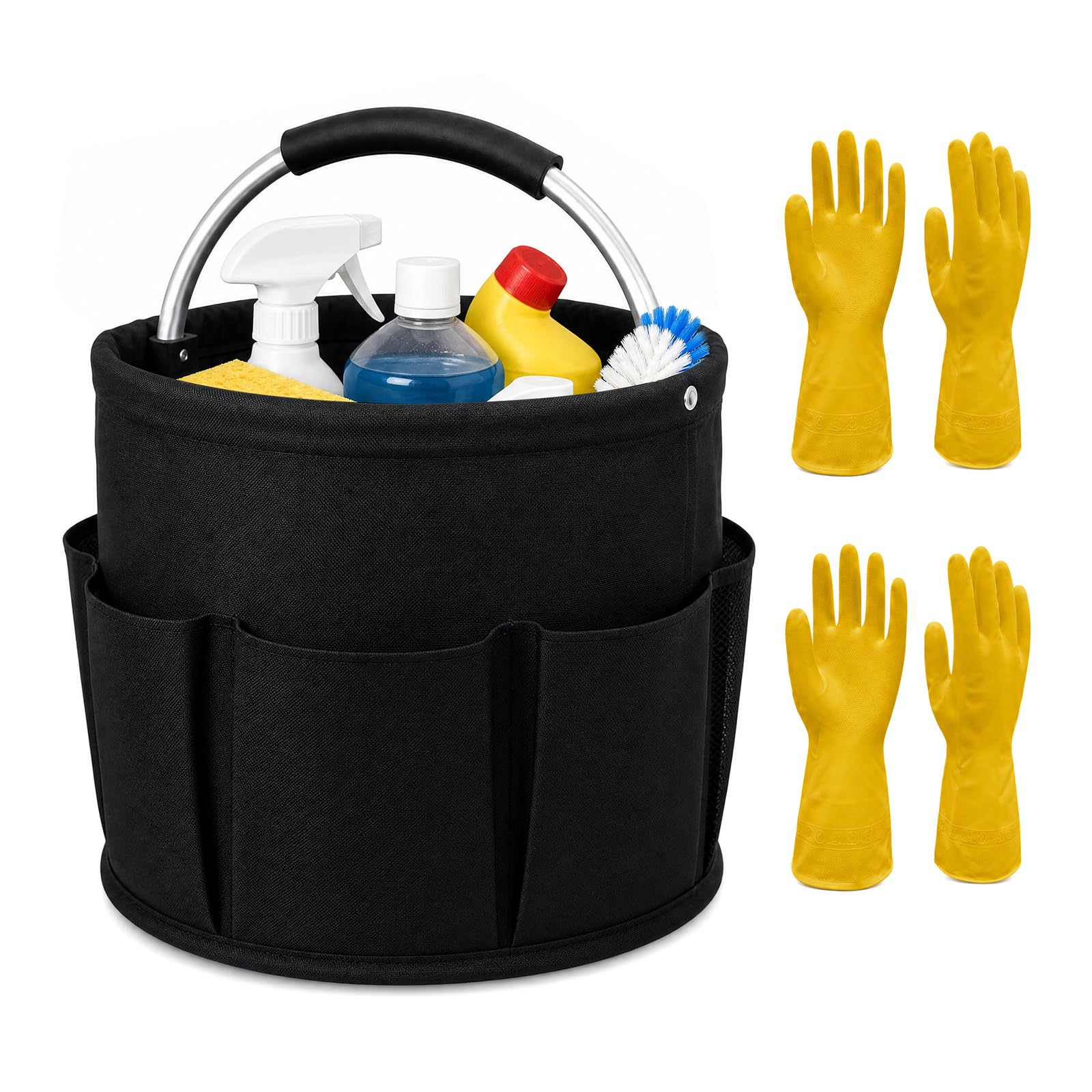 Vetin 3Pcs Cleaning Caddy with Handle, Supply Organizer Bag