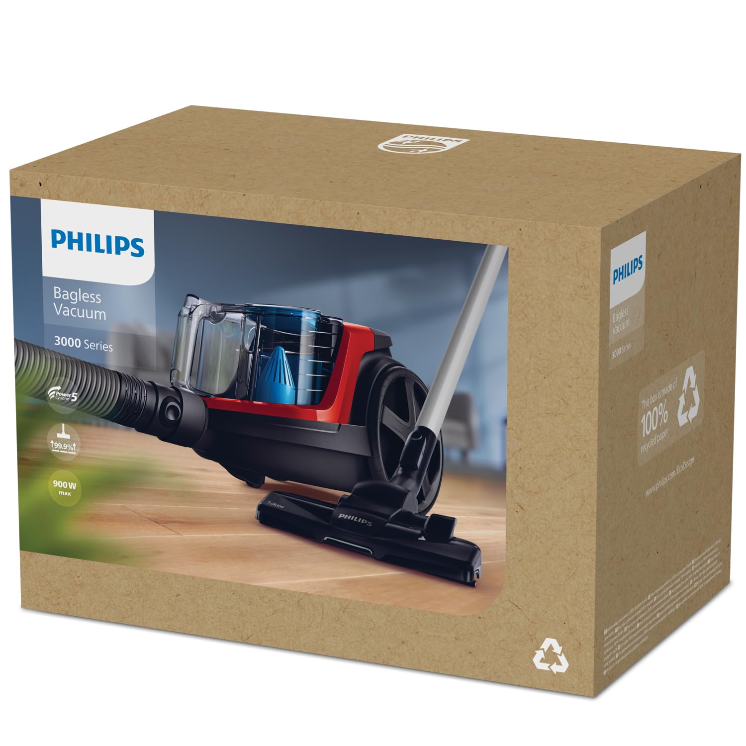 Philips PowerPro Compact FC9330/09 - Aspirador, Sistema Ciclonico sin Bolsa, Deposito 1.5 L, Facil de Limpiar