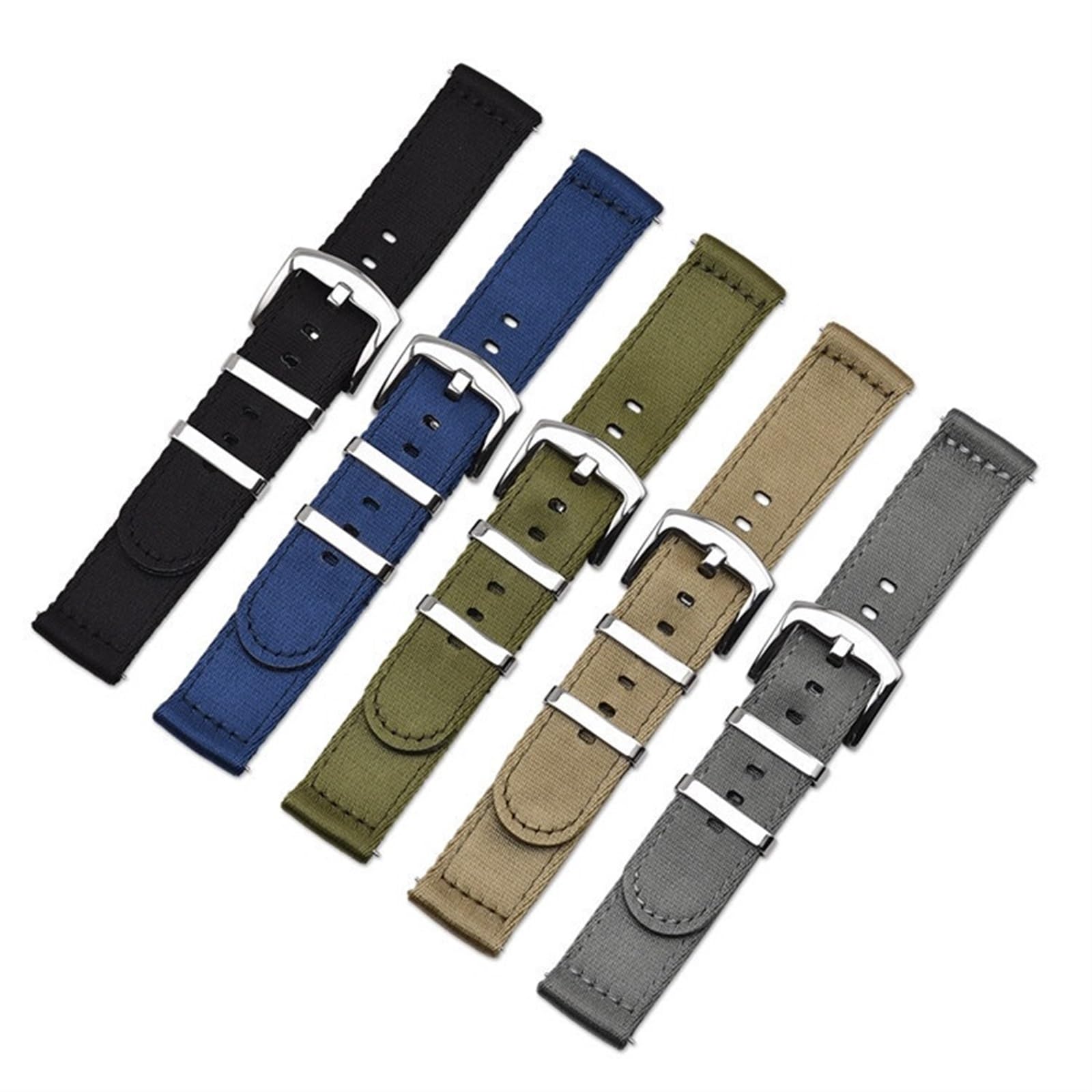 HABITZ Bracelet en Nylon Durable Zulu Band 18 mm 20 mm 22 mm 24 mm Compatible for Samsung Galaxy Watch Active2 S2 S3 Huawei GT 2 Amazfit Bracelet en Toile (Color : Royal Blue, Size : 22mm)
