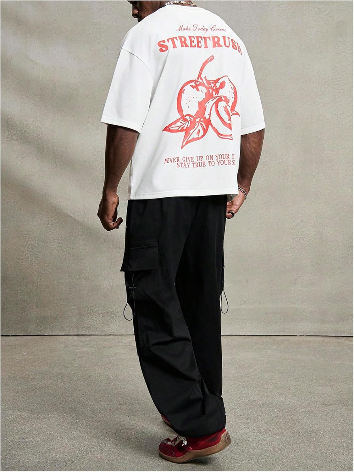 GORGLITTER Men's Baggy Cargo Pants Wide Leg Flap Pocket Parachute Pants Y2k Drawstring Streetwear Trousers Bottoms Sweatpants - Image 2