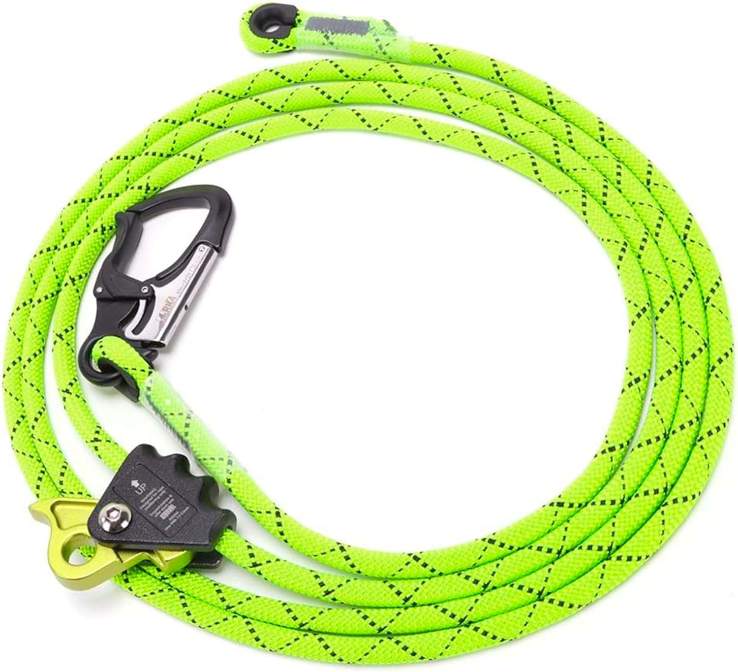 RNA X-Flight Adjustable Lanyard with Snap Hook - Neon Yellow, 12-Foot Heavy-Duty Positioning System, Made in USA, Arborist and Work-at-Height Gear