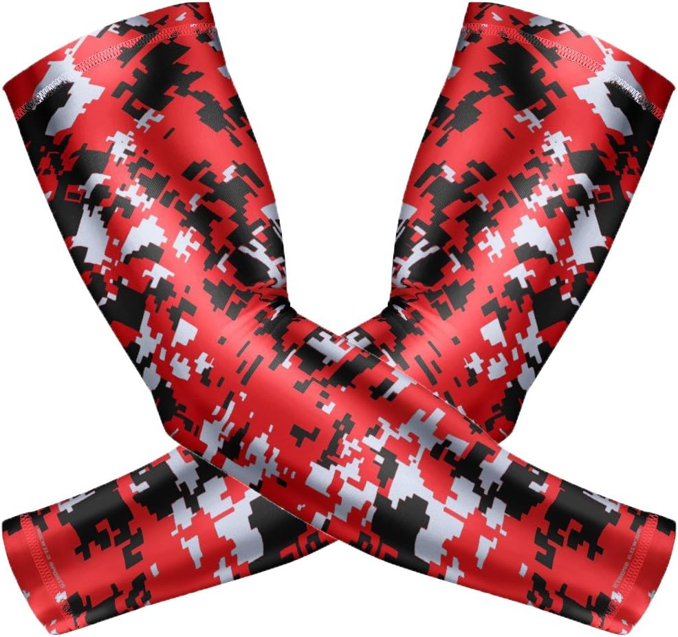 JUNAN Sports Compression Arm Sleeves 1 Pair Moisture Wicking UV Protection Cooling or Warmer Non Slip Cover Sleeve