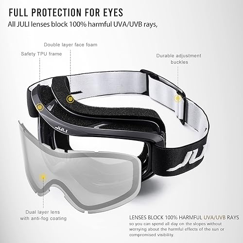 Miniatura 4 de Juli - Gafas protectoras para hombres, mujeres y jóvenes, para esquí, snowboard, patinaje y vehículos de nieve Zafiro blanco y morado ártico (VLT
