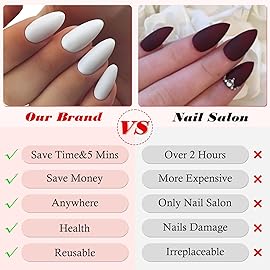 LoveOurHome 240pc Short Almond White Press on Nails Colored Fake Nail Tips Full Cover Artificial Fingernail French Stiletto Manicure with Adhesive Tabs for Women Girls Kids