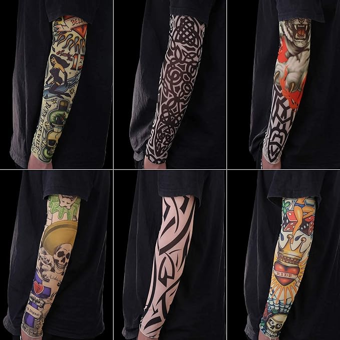 Amazon Co Jp Gospire アームカバー タトゥースリーブ 腕カバー 入れ墨 刺青 日焼け防止 男女兼用uvカット 6枚入り アームスリーブ ハロウィン スポーツ 服 ファッション小物
