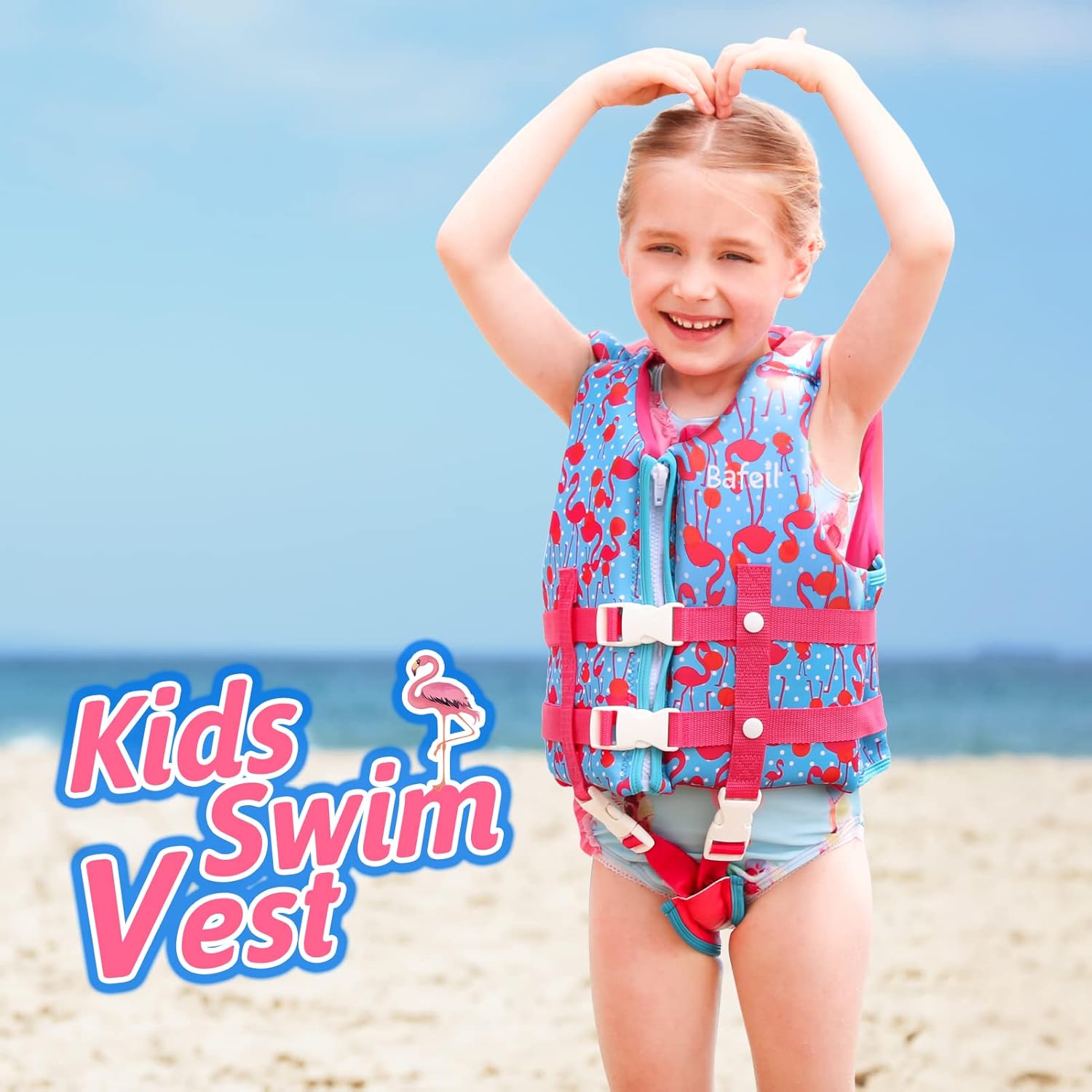 Kids Swim Vest Toddler Float Jacket Boys Girls Swimming Jacket for Kids with Adjustable Safety Strap, Suitable for 1-9 Year/22-50Lbs