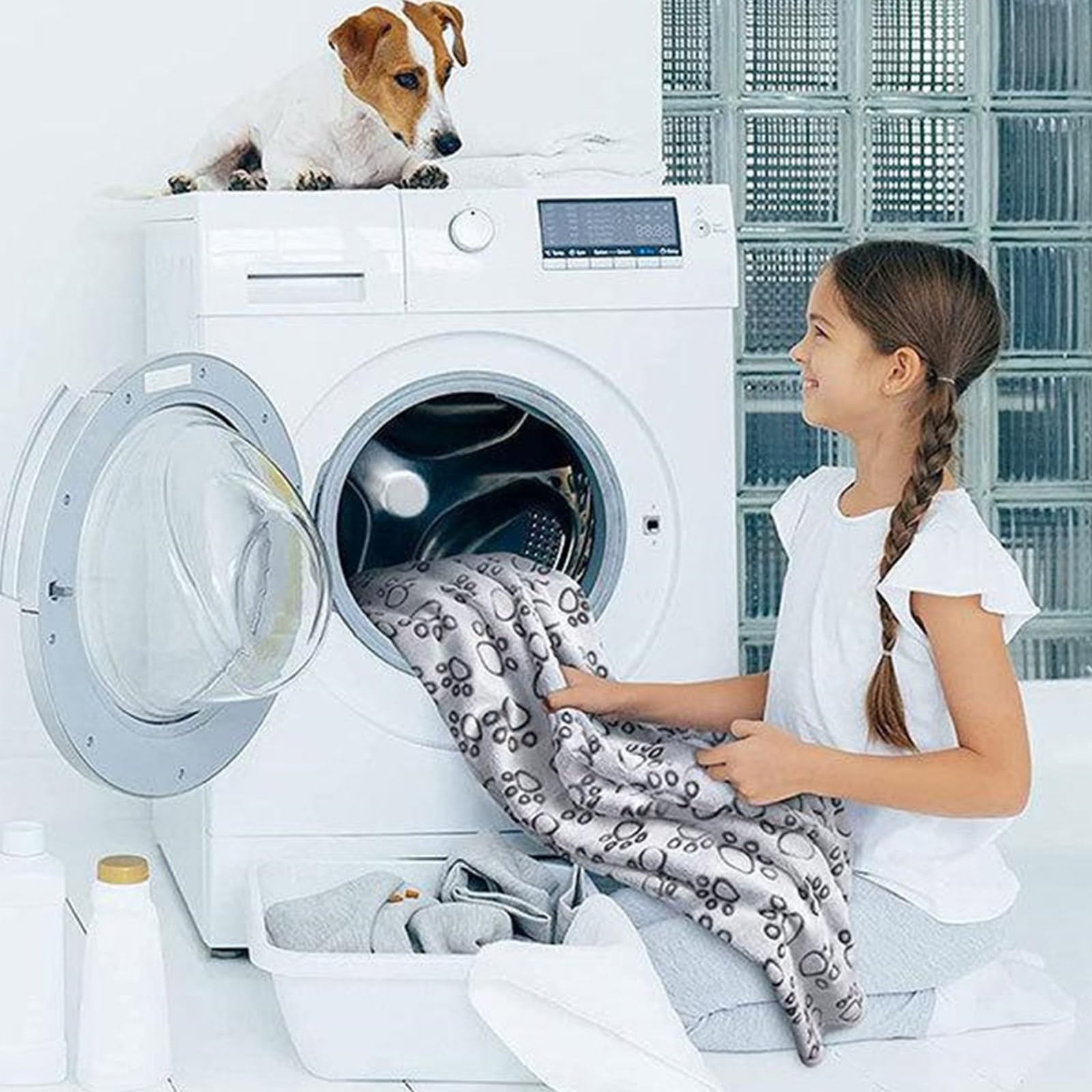 Manta para perros de felpa cómoda y cálida para perros y gatos, cojín de descanso, para todas las crías, para la perrera cubre el sofá lavable