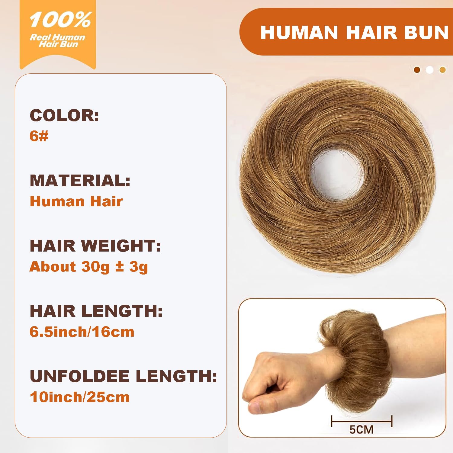 PORSMEER 30g Human Hair Messy Bun Hair Piece 100% Real Hair Chignons Scrunchies Natural Wavy Fluffy Buns for Women Donut Updo Hair Pieces Bun Extension Brown-6# - Image 2