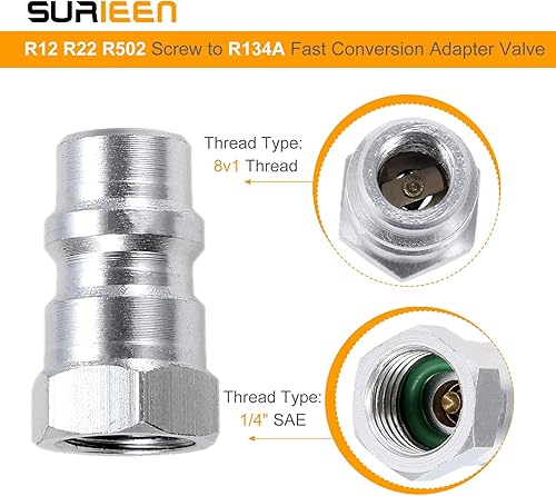 Miniatura 5 de Kit de herramientas de inyector de aceite de CA R134A, manguera de carga de refrigerante R134A con manómetro, inyector de tinte de aceite para