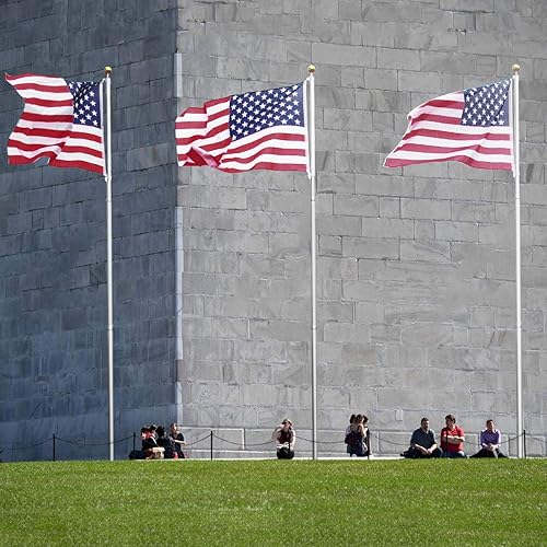Miniatura 5 de YDisplay Mástiles de bandera para exteriores en el suelo de 20 pies, mástil telescópico de aluminio de calibre 16 con bandera estadounidense de 3 x