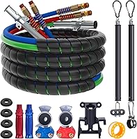 CheeMuii 15FT 3-in-1 Semi Truck Air Line Kit: Red/Blue Brake Hoses, 7-Way Cord, Gladhand Holder & Springs - DOT Certified
