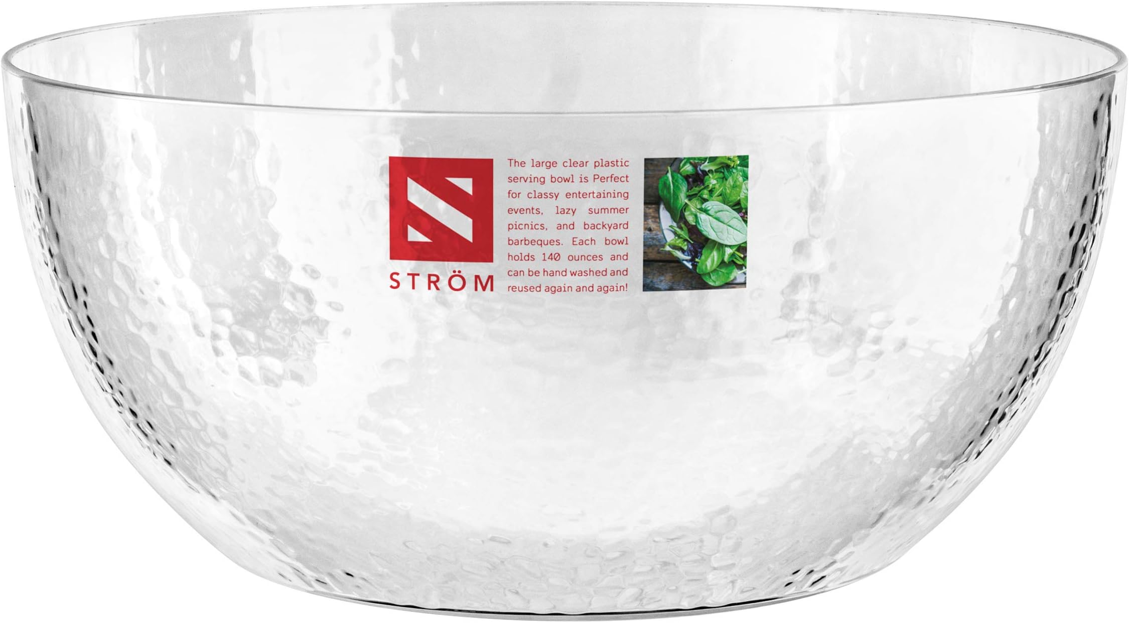 HOMESHOPA Serving Bowls, 1 Pack 140 oz Clear Plastic Mixing Bowls, Reusable Lightweight Durable Popcorn Salad Bowls, Round Multi-Use Kitchen Cooking Bowl Set for Party, Picnic, Outdoor Dining