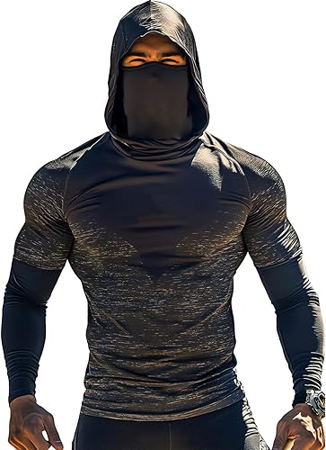 Mens Swim Shirt UPF 50 Long Sleeve Men Workout Shirts Men's UPF 100+ Sun Protect