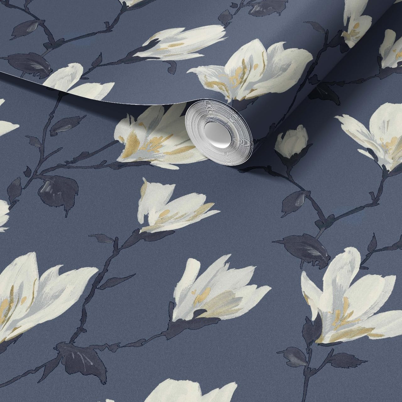 WPE® Wpe Lily Floral Navy Wallpaper Botanical Wall Covering For BedroomLiving RoomAccent Wall E101065Ah from B&Q