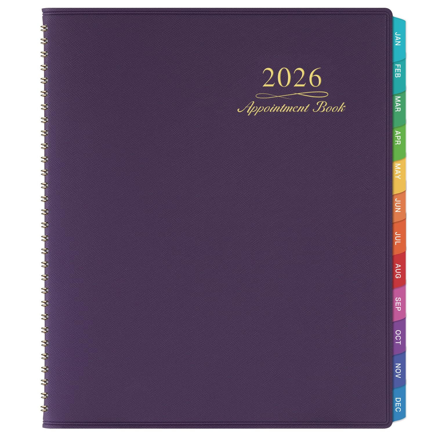 Appointment Book/Planner 2026 - Weekly Appointment Book 2026, January 2026 - December 2026, 8.26"x 11.4", Daily/Hourly Planner with Tabs, 15 Minutes, Wirebound - Purple