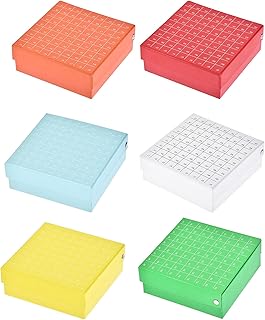 uxcell Centrifuge Tube Freezer Storage Box 81 Places Waterproof Cardboard Cryogenic Holder Rack for 1.8/2ml Microcentrifuge Tubes Vials Samples, 6in1 Set