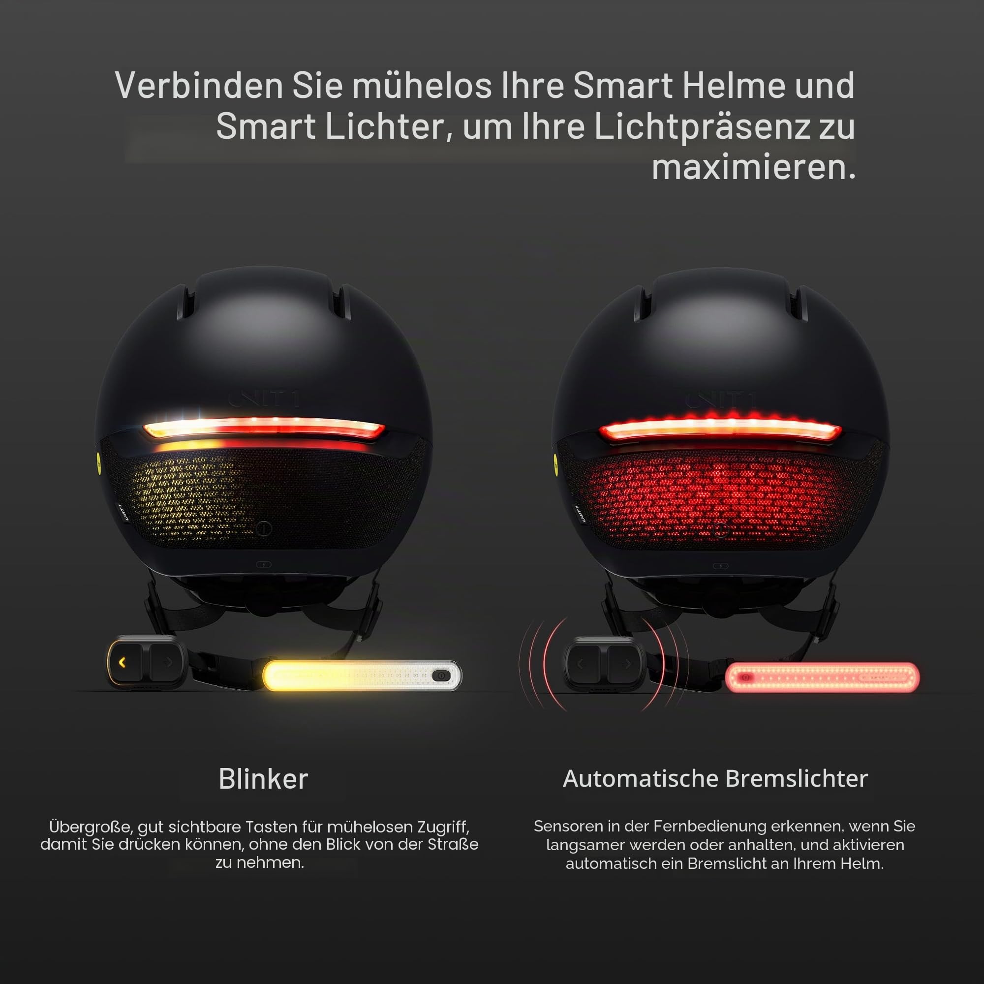 UNIT 1 Kabellose Fahrrad-Fernbedienung für Blinker- und Lichtsteuerung Lenkerfernbedienung