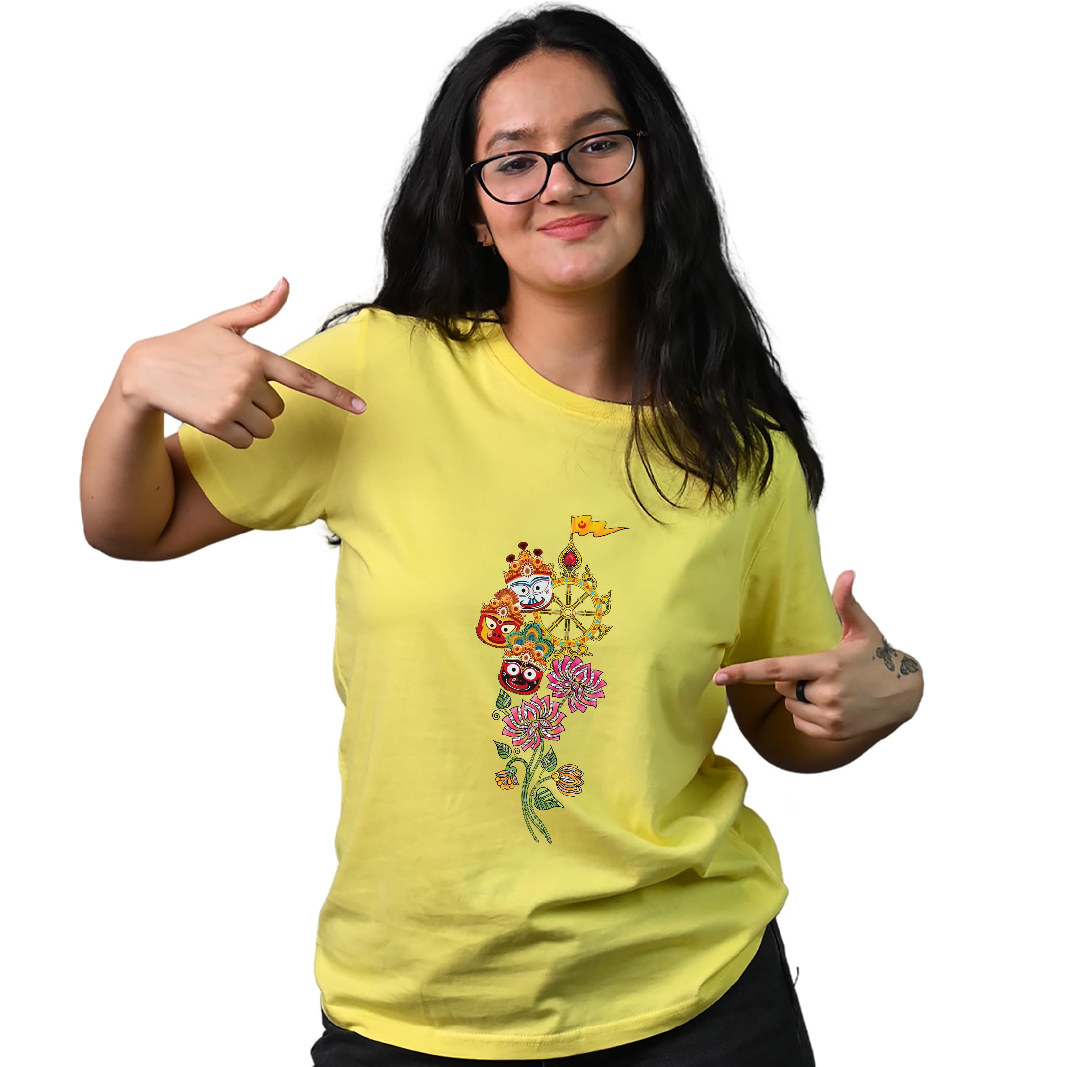 Jagannath T Shirt for Men & Women | 100% Super Combed Cotton Bio Washed Unisex Comfort Fit | Rath Yatra Graphic Printed Red T-Shirt (in, Alpha, S, Yellow)-picture-31
