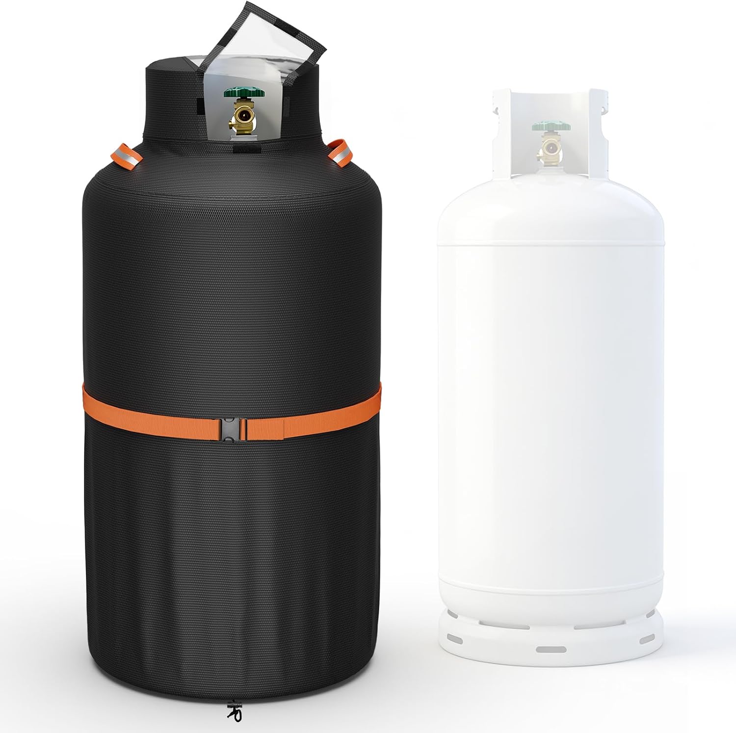 40lb Propane Tank Cover, Heavy-Duty Waterproof Outdoor Gas Cylinder Cover,All-Weather Dustproof,Fits Standard 40lb Tank Cylinder-13.4" Dia x29.3 H,Black