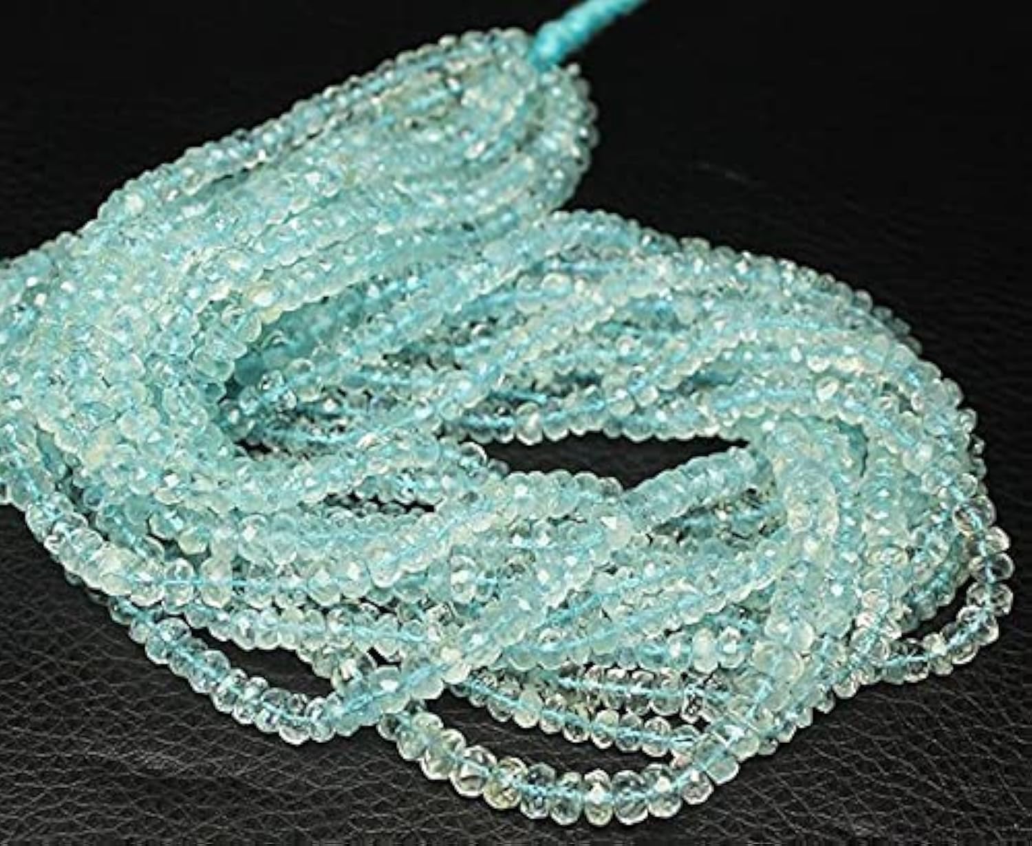 Aigue-marine perles rondelles facettées 5mm pour création bijoux et artisanat