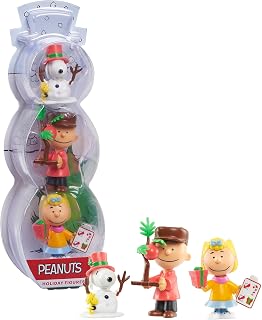3-Piece Figure Set, Includes Characters Snoopy with Woodstock, Charlie Brown with Tree, and Sally with Present, Kids Toys for Ages 3 Up by Just Play