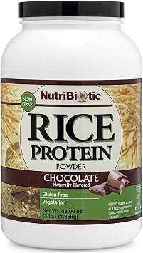 NutriBiotic Chocolate Rice Protein, 3 Lb 1.36kg | Low Carb, Vegetarian & Keto-Friendly Raw Protein Powder | Grown & Processed Without Chemicals, GMOs or Gluten | Easy to Digest & Nutrient-Rich