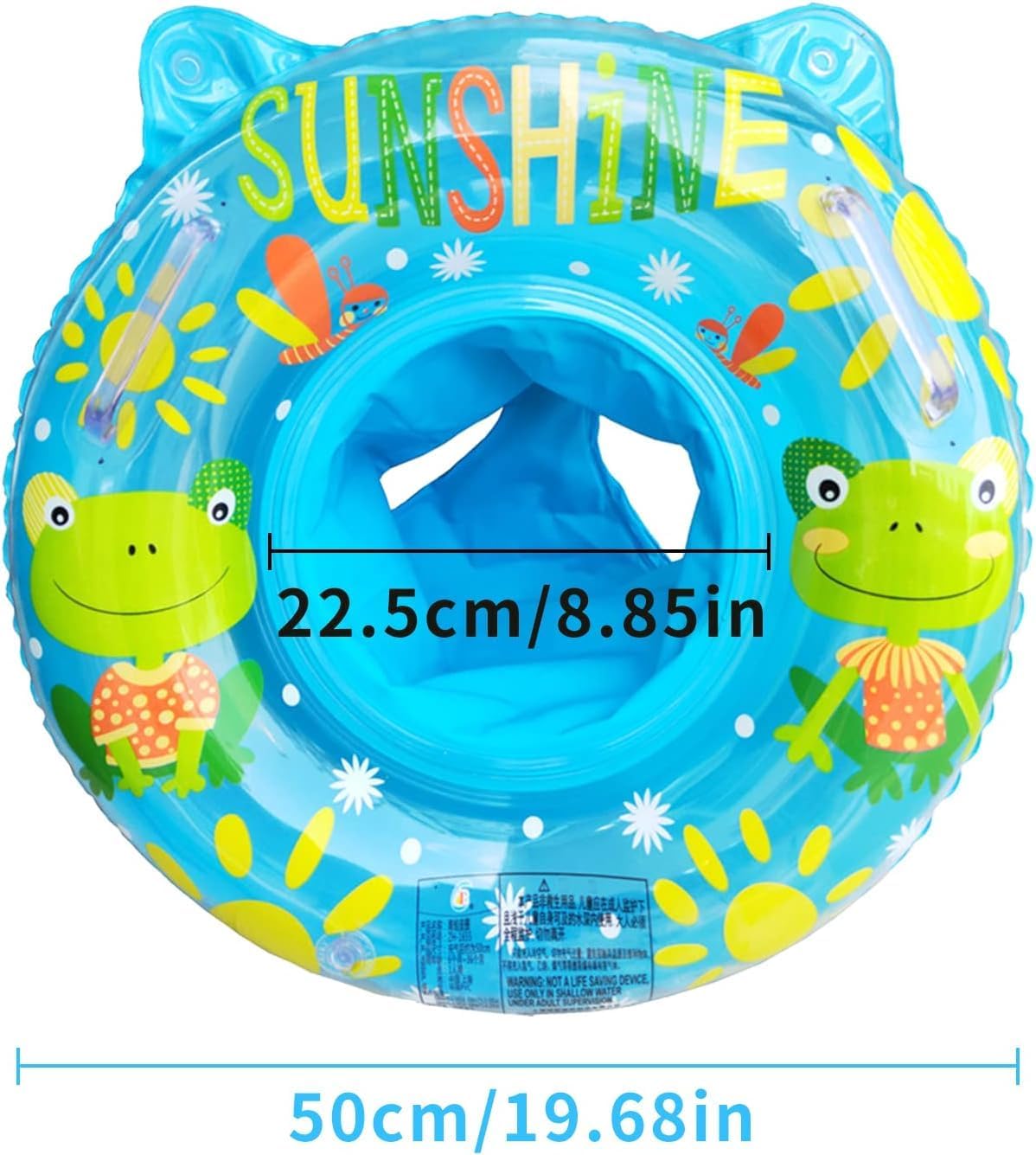 Baby Swimming Ring, Swimming Seat Children with Cartoon Print, Swimming Hoop Baby for Children from 18 Months to 3 Years, Swimming Aid for Boys and Girls (Blue)