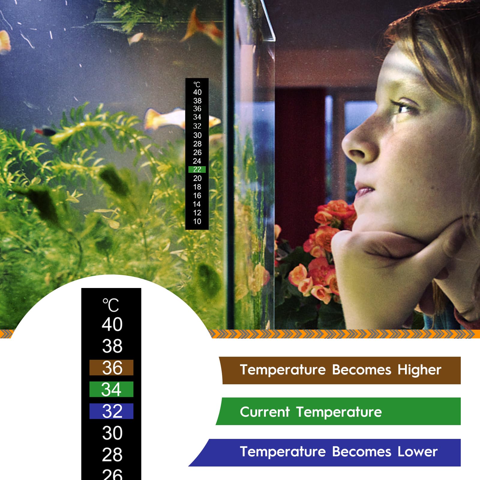 10 szt. samoprzylepnych naklejek temperaturowych, zmiana koloru, cyfrowy wskaźnik temperatury do akwarium, na butelki na mleko